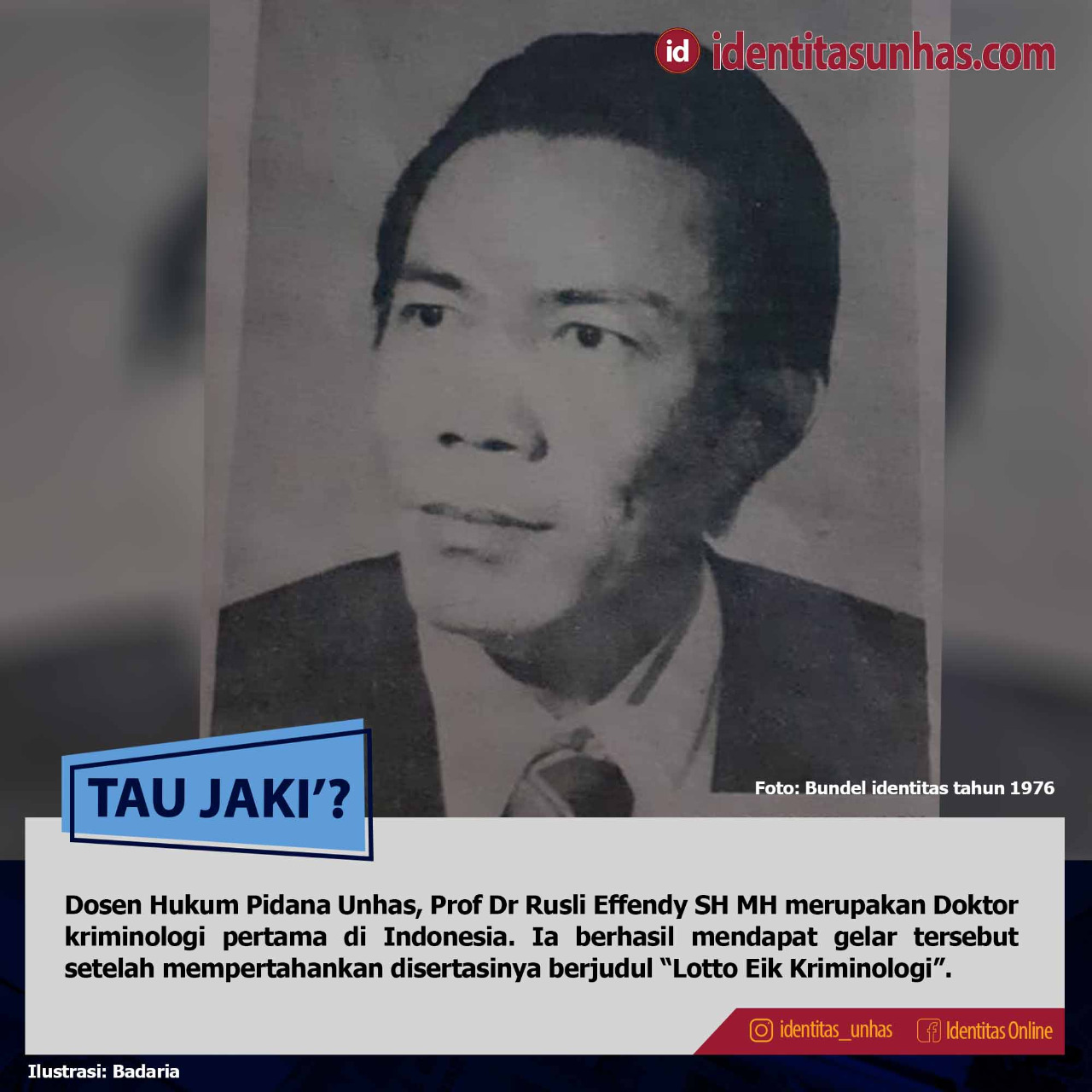 Tau Jaki?: Dosen Hukum Pidana Unhas, Prof Dr Rusli Efendy SH MH Adalah ...