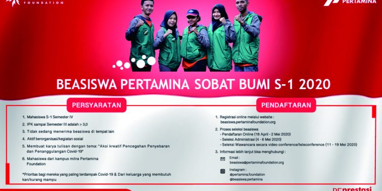 Pertamina Foundation Buka Beasiswa Sobat Bumi