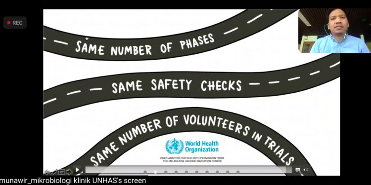 Gelar Webinar Kesehatan, Dosen FK Unhas Bahas Tahapan Sebelum Vaksin Disetujui