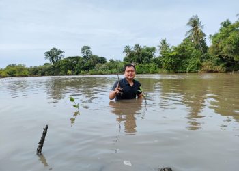 Cegah Abrasi, KKN Takalar 4 Unhas Lakukan Penanaman Mangrove