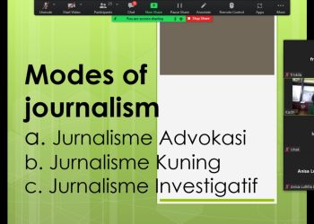 Himatepa Unhas bahas seputar jurnalisme, melalui Zoom Meeting, Minggu (17/4). Dokumentasi pribadi.