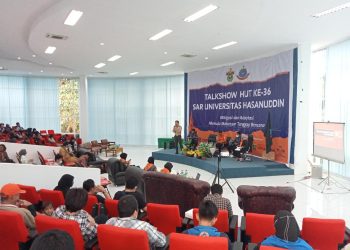 Acara TalkShow HUT Ke-36 SAR Unhas di gedung Science Techno Park, Selasa (14/6).
