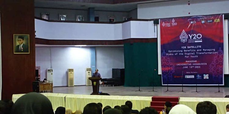Youth 20 (Y20) Satelite yang diadakan Unhas Model United Nations, di Baruga Pettarani Rabu (15/6).