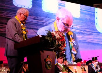 Pidato Menteri Pertanian Brazil Marcos Cordeiro pada Dies Natalis Unhas ke-66 di Baruga AP Pettarani, Sabtu (10/9). IDENTITAS/Agif