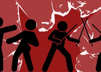 Ilustrasi mahasiswa bentrok. Ilustrasi: IDENTITAS/Arf