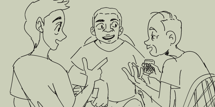 Tiga laki-laki yang Menunggu Pulang