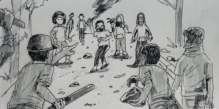 Ilustrasi orang tawuran. Sumber: IDENTITAS/Rizka Ramli