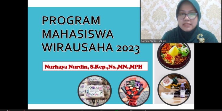 Sesi penjelasan terkait PMW oleh Dosen Fakultas Keperawatan Unhas, Nurhaya Nurdin SKep Ns MN MPH melalui Zoom Meeting, Selasa (14/3). Tangkapan layar