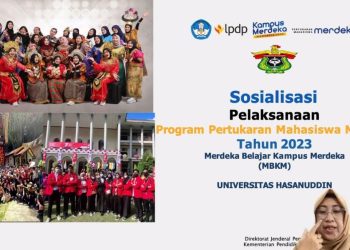 Penyampaian sosialisasi oleh Kepala Sub Direktorat Pembelajaran Mandiri, Makkarennu SHut MSi PhD melalui Zoom Meeting, Selasa (18/4). Tangkapan layar
