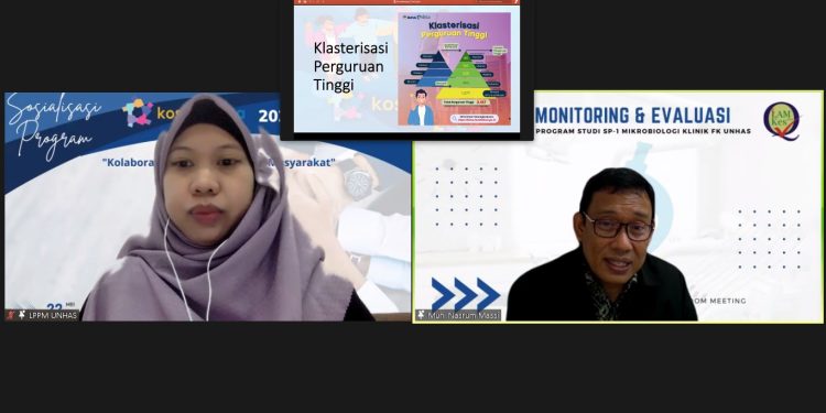 Pemaparan materi oleh Ketua LPPM Unhas, Prof Muh Nasrum Massi melalui Zoom Meeting, Senin (22/5). Tangkapan layar