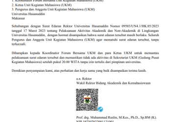 Surat himbauan kepada UKM mengenai masih berlakunya jam malam. Sumber: Tangkapan layar