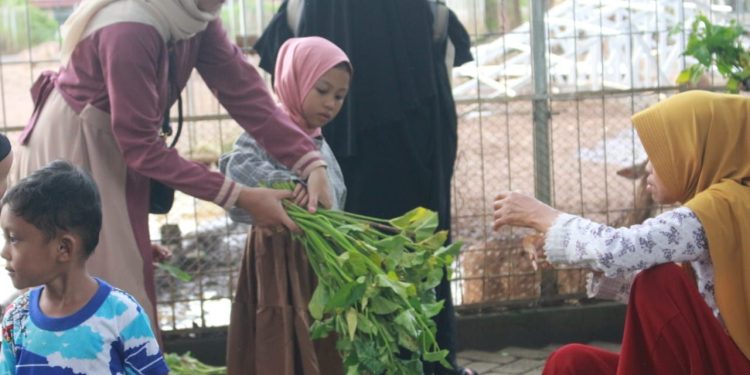 Penjual kangkung di Kadang Rusa Unhas. Sumber: IDENTITAS/ MTH