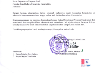 Surat pemantauan mahasiswa baru. Sumber: Tangkapan layar