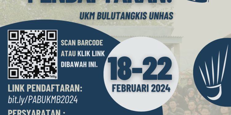 UKM Bulutangkis Unhas Buka Pendaftaran Anggota Baru 2024