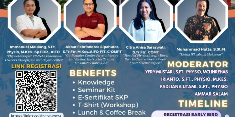 Poster Kegiatan Seminar dan Workshop Fisioterapi Nasional oleh Himafisio Fkep Unhas.