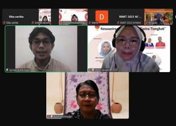 Webinar Prodi BMKT Unhas yang dilaksanakan secara daring melalui Zoom Meeting, Selasa (24/09). Foto: Tangkapan Layar