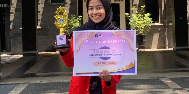 Mahasiswa Fakultas Kedokteran Gigi, Yusrawati Saputri Peraih Juara 2 Lomba Musabaqah Tilawatil Qur'an Dentition 2024. Foto: Dokumentasi Pribadi