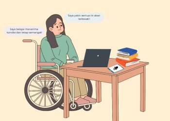 Ilustrasi strategi koping mahasiswa disabilitas. Desain: Nurul Fathiyah Salsabila A.