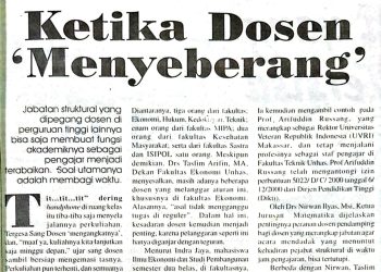 Terbitan identitas edisi Awal Maret 2002 dengan judul: "Ketika Dosen 'Menyebrang'"
