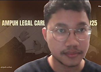 Muhammad Fikri Maarif S H, saat menyampaikan materi pada kegiatan AMPUH Legal Career Development (ALCD) 2025 yang digelar secara daring melalui Zoom, Sabtu (28/06). Foto: Tangkapan Layar