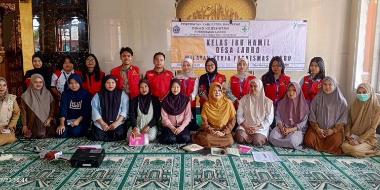 Mahasiswa dan peserta edukasi saat sesi foto bersama setelah kegiatan Asupan Bumil Cerdas di Masjid Nurul Jabal, Dusun Labbo, Selasa (22/07). Foto: Dokumentasi pribadi