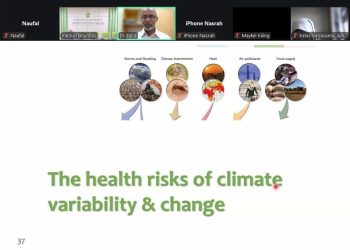 Dr Mohammad Zahirul Islam saat membawakan topik Risiko dari perubahan iklim melalui Zoom Meeting, Rabu (08/10). Foto: Tangkapan Layar.