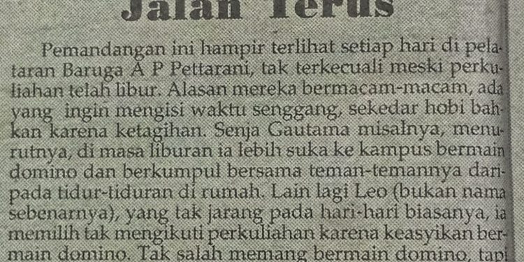 Potongan berita identitas edisi Akhir Januari 2004 berjudul "Meski Libur, Domino Jalan Terus". Foto: Arsip identitas