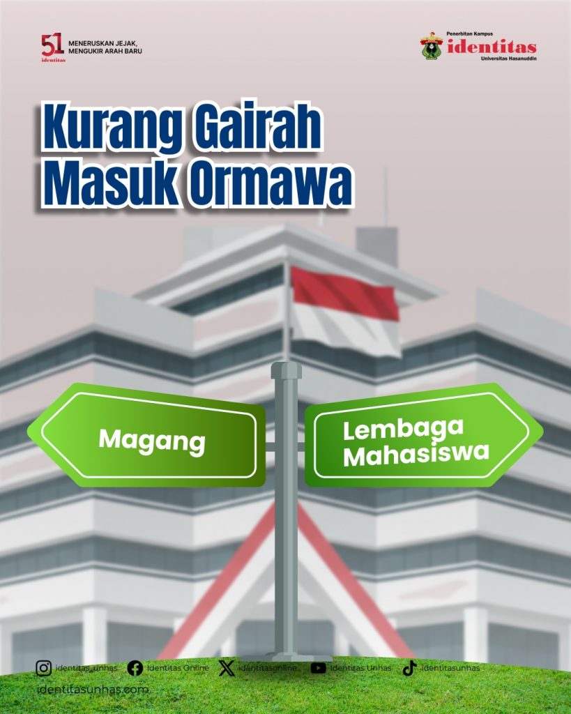 Mahasiswa Kurang Gairah Masuk Ormawa. Desain: Ismail Basri
